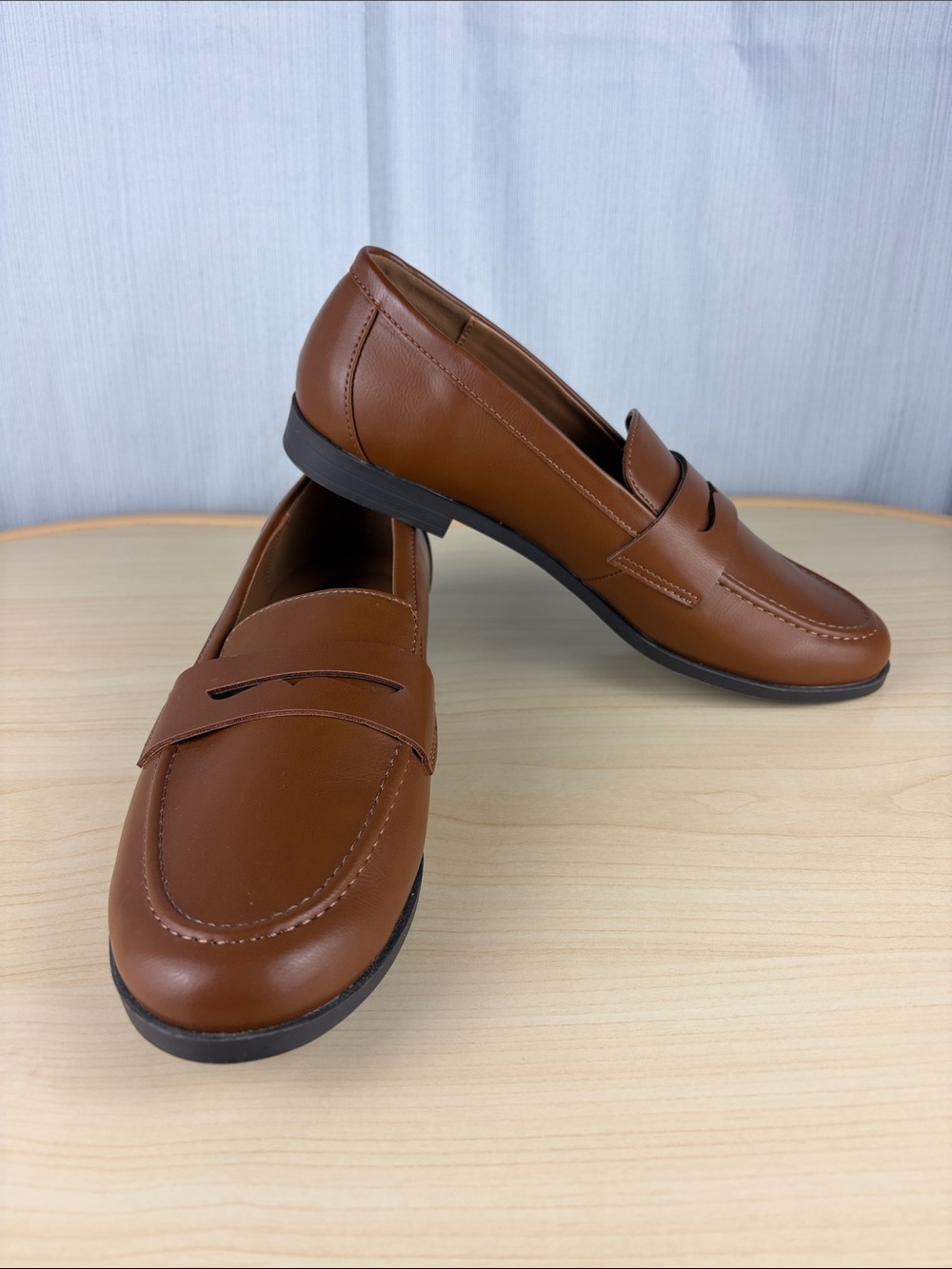 Kensie GITTY Penny Loafers Cognac Brown Slip On Size 9M